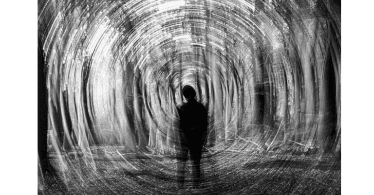 Mystical Forest with Twirling Silhouette