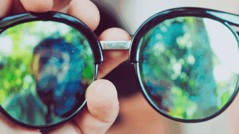 reflection in glasses