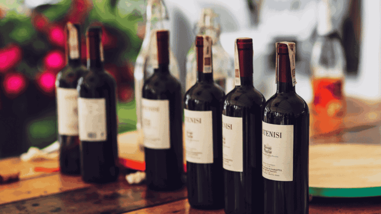 wine bottles on a table