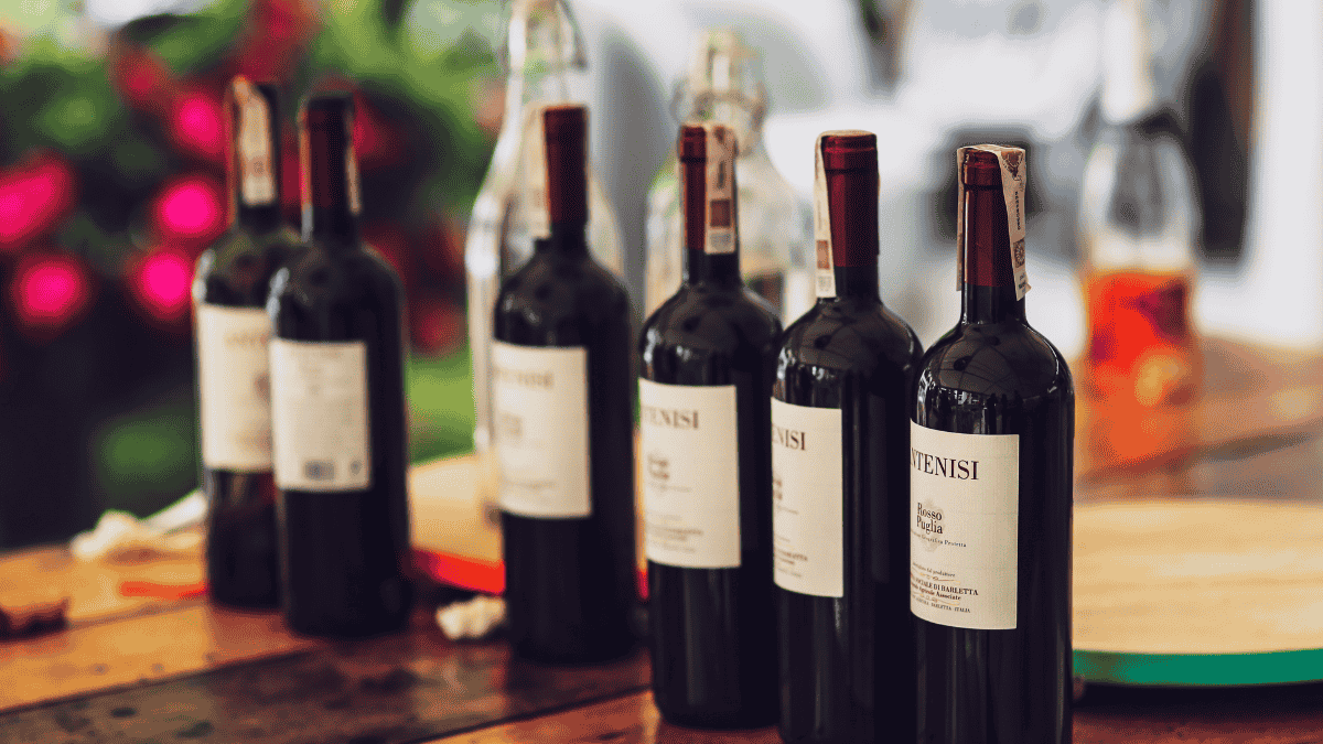 wine bottles on a table