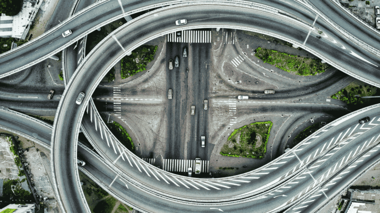 Aerial View of Flyover Roads and Highways