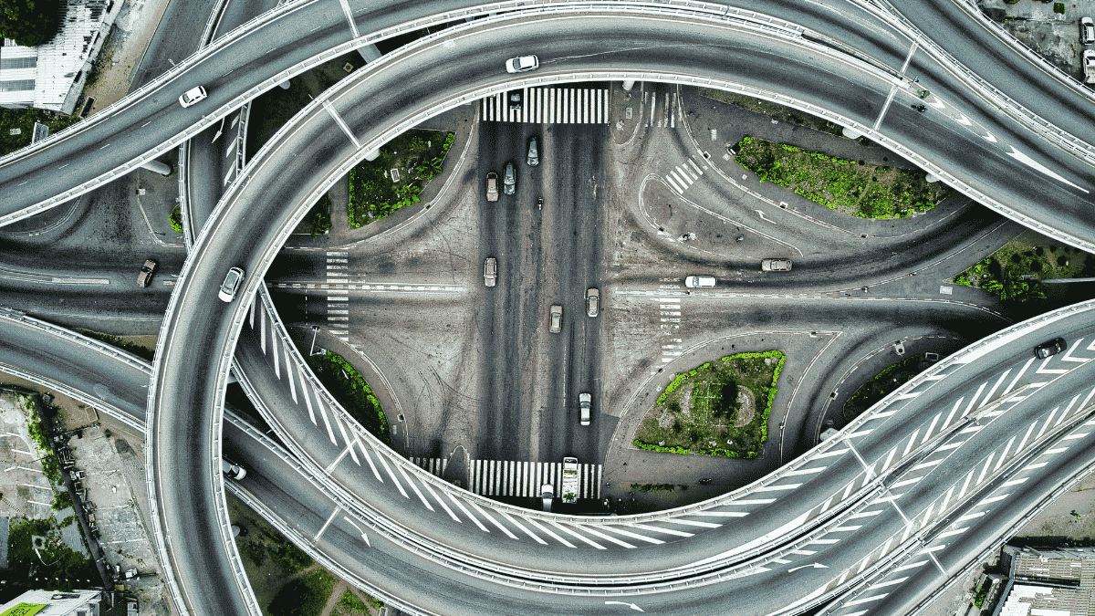 Aerial View of Flyover Roads and Highways