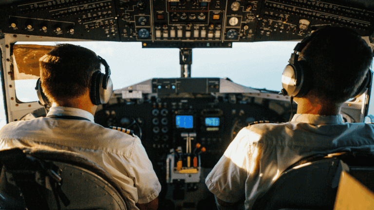 Two Pilots Flying an Airplane