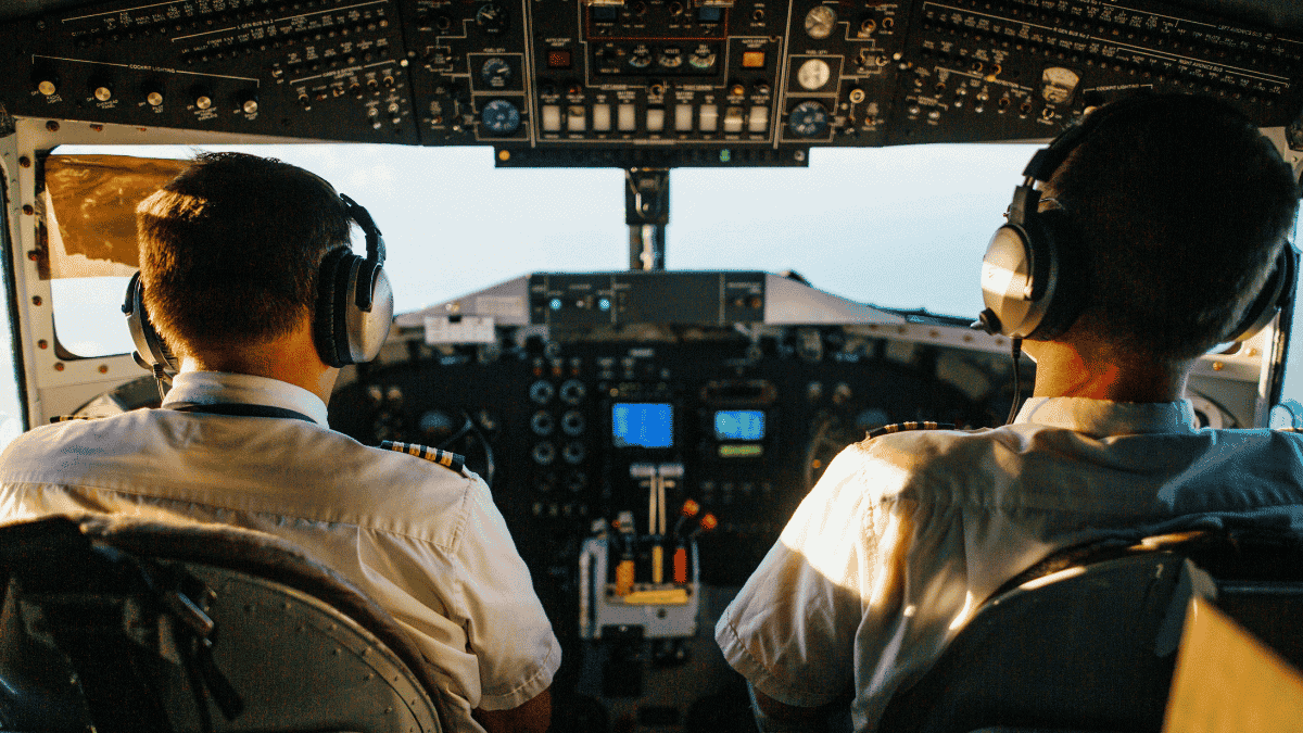 Two Pilots Flying an Airplane