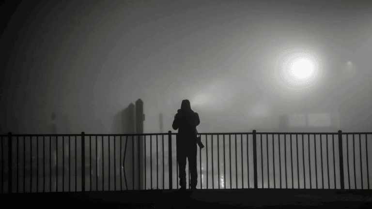 silhouette in fog