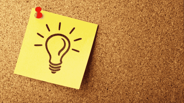 Drawing of a Lightbulb on a Sticky Note