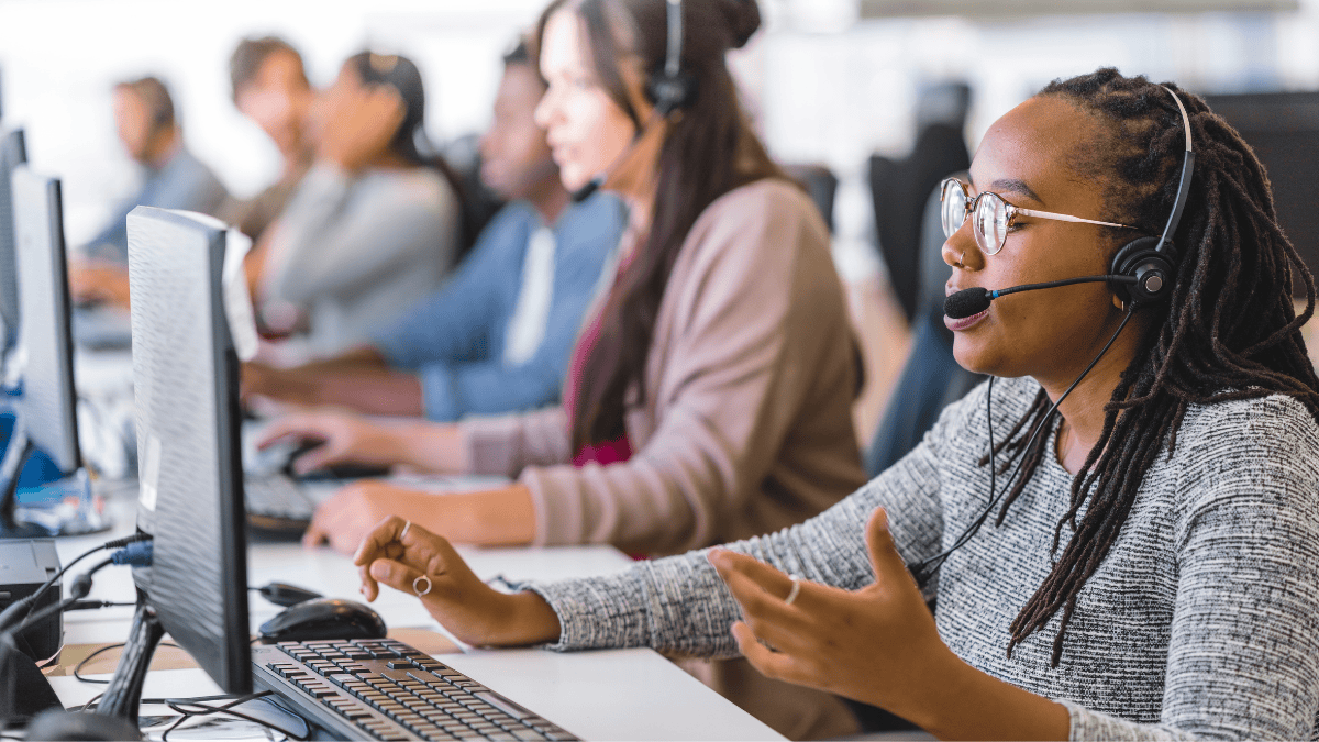 group of workers in a call centre