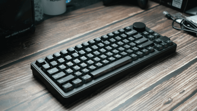 a wireless keyboard on a desk